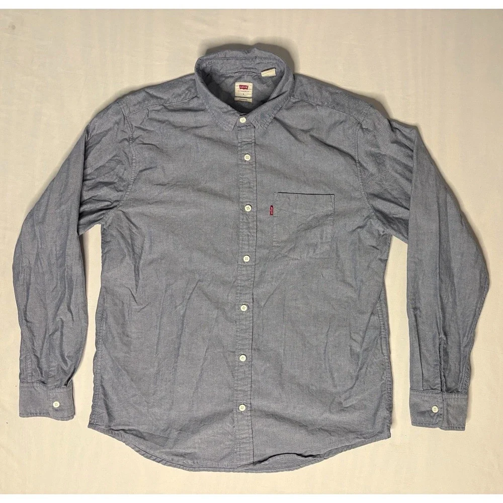Levi's Classic 1 Pocket Chambray Shirt Men's Size Large Blue Long Sleeve Button